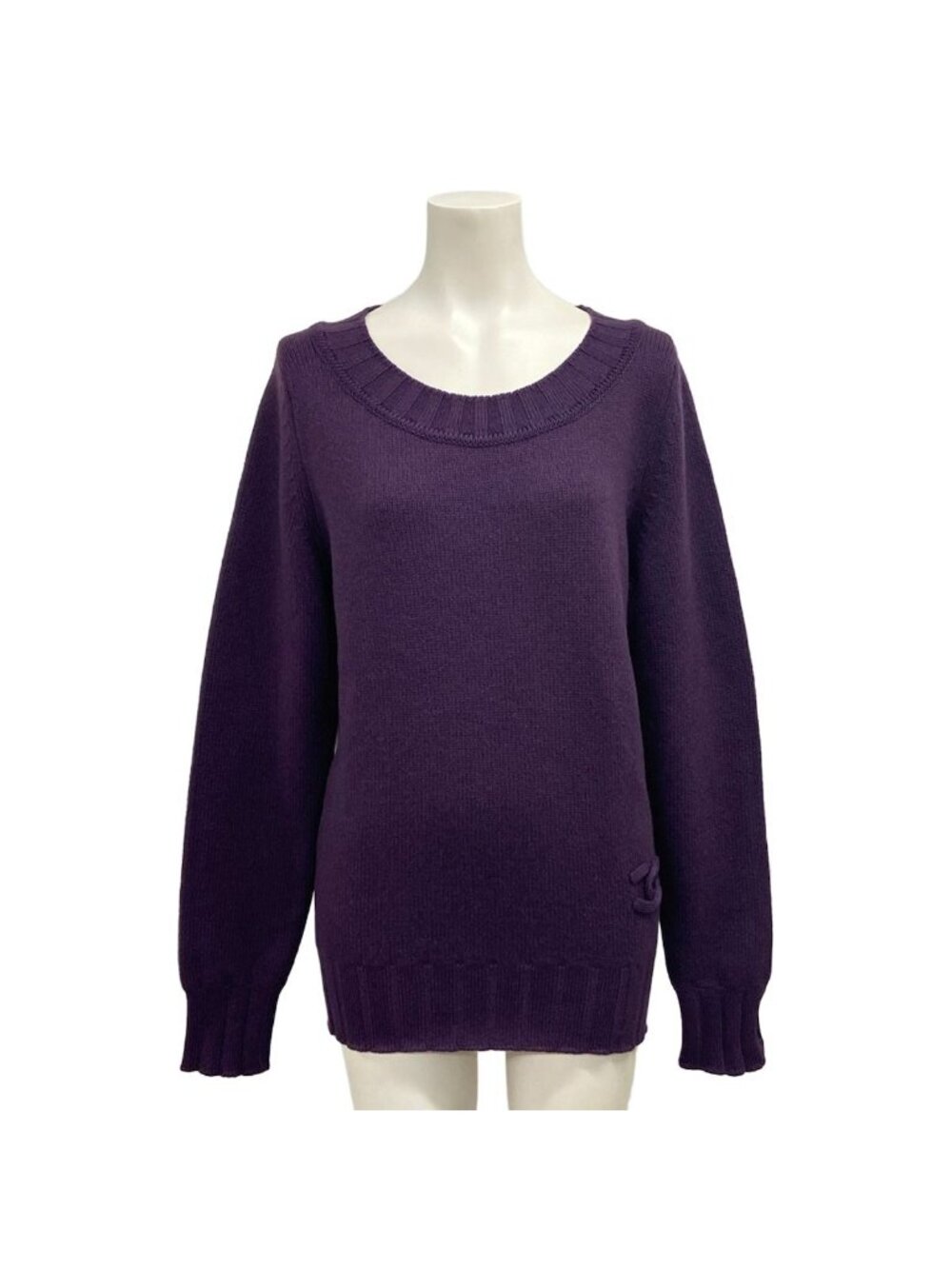 Chanel Long Sleeve Sweater M Purple CC Logo Cashmere 38
